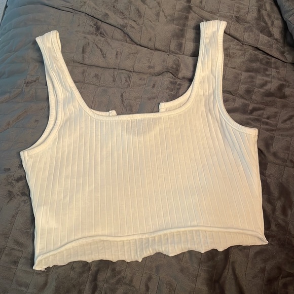 White Cropped Tank Top - Picture 2 of 2